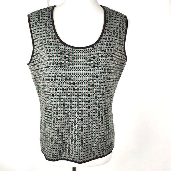 Jones New York Sleeveless Sweater Tank Vest Knit Shell Grandpa Core Womens M - Picture 1 of 5